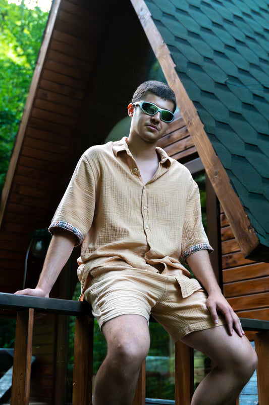 ALOVÉ – Hardal Oversize Muslin Kol Detaylı Gömlek