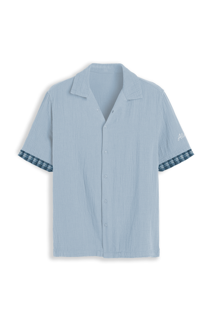 ALOVÉ – Bebek Mavisi Oversize Muslin Kol Detaylı Gömlek